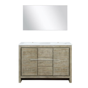 Lafarre 48W x 20D Rustic Acacia Double Bath Vanity, Cultured Marble Top and 43Mirror