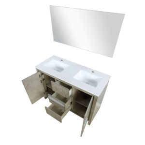 Lafarre 48W x 20D Rustic Acacia Double Bath Vanity, Cultured Marble Top and 43Mirror