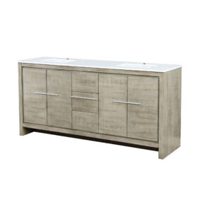 Lafarre 72W x 20D Rustic Acacia Double Bath Vanity and Cultured Marble Top