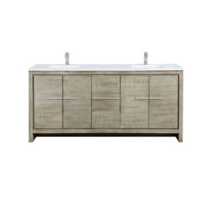 Lafarre 72W x 20D Rustic Acacia Double Bath Vanity, Cultured Marble Top and Chrome Faucet Set