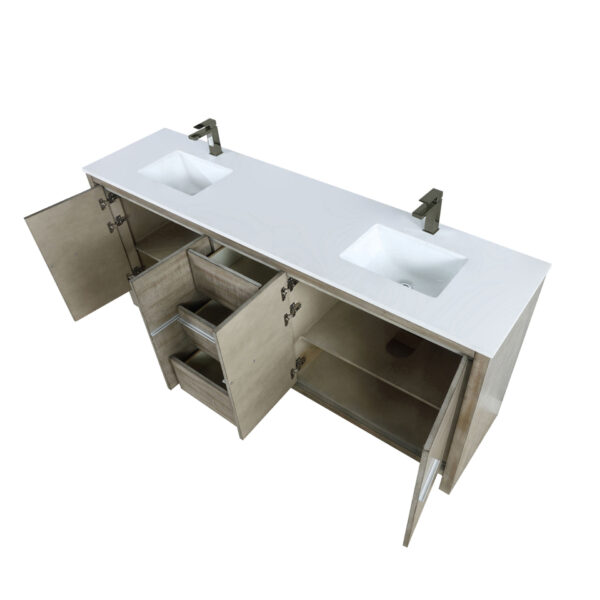 Lafarre 80W x 20D Rustic Acacia Double Bath Vanity, Cultured Marble Top and Gun Metal Faucet Set