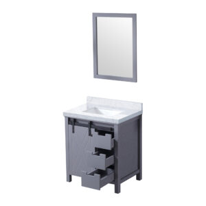 Marsyas 30W x 22D Dark Grey Bath Vanity, Carrara Marble Countertop and 28Mirror