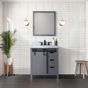 Marsyas 30W x 22D Dark Grey Bath Vanity and 28Mirror