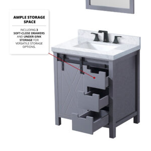 Marsyas 30W x 22D Dark Grey Bath Vanity and 28Mirror