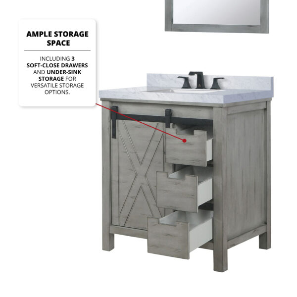 Marsyas 30W x 22D Ash Grey Bath Vanity and Cultured Marble Countertop