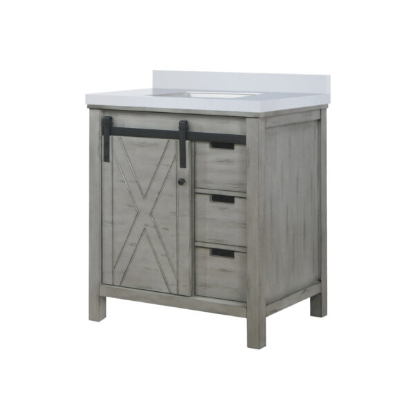 Marsyas 30W x 22D Ash Grey Bath Vanity and Cultured Marble Countertop