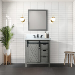 Marsyas 30W x 22D Ash Grey Bath Vanity and 28Mirror