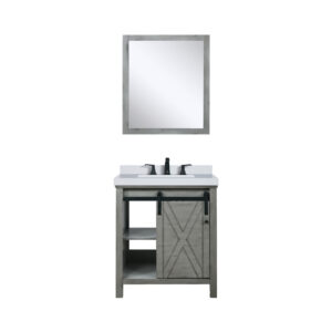 Marsyas 30W x 22D Ash Grey Bath Vanity, Cultured Marble Countertop, Faucet Set and 28Mirror