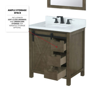 Marsyas 30W x 22D Rustic Brown Bath Vanity and 28Mirror