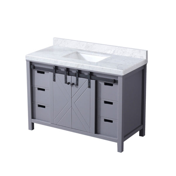 Marsyas 48W x 22D Dark Grey Bath Vanity and Carrara Marble Countertop