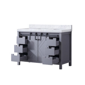 Marsyas 48W x 22D Dark Grey Bath Vanity and Carrara Marble Countertop