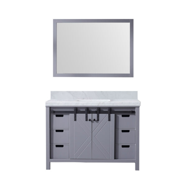 Marsyas 48W x 22D Dark Grey Bath Vanity, Carrara Marble Countertop and 44Mirror