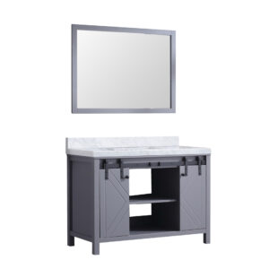 Marsyas 48W x 22D Dark Grey Bath Vanity, Carrara Marble Countertop and 44Mirror