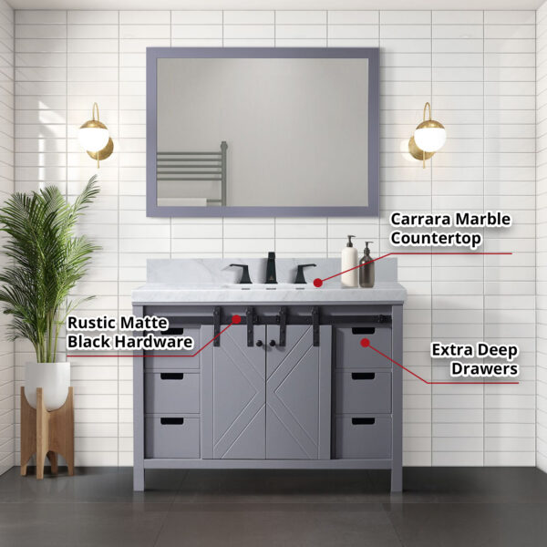 Marsyas 48W x 22D Dark Grey Bath Vanity and 44Mirror