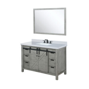 Marsyas 48W x 22D Ash Grey Bath Vanity, Cultured Marble Countertop, Faucet Set and 44Mirror