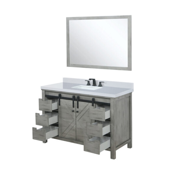 Marsyas 48W x 22D Ash Grey Bath Vanity, Cultured Marble Countertop, Faucet Set and 44Mirror