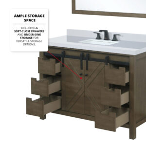 Marsyas 48W x 22D Rustic Brown Bath Vanity and 44Mirror