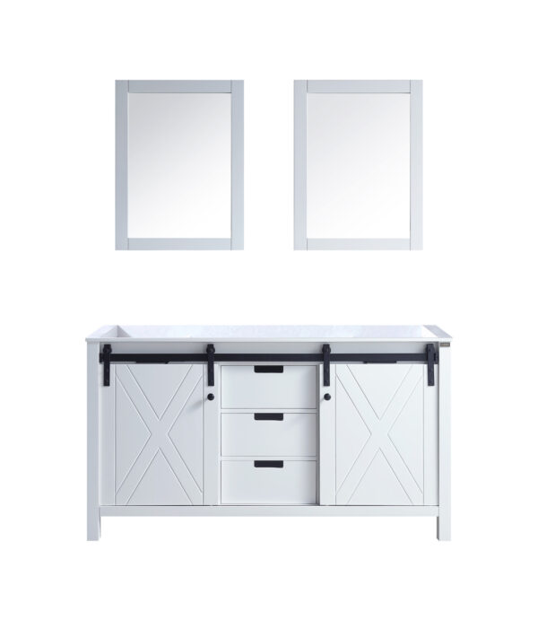 Marsyas 60W x 22D White Double Bath Vanity and 24Mirrors