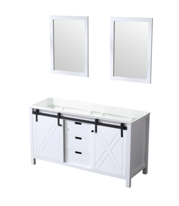 Marsyas 60W x 22D White Double Bath Vanity and 24Mirrors