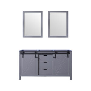 Marsyas 60W x 22D Dark Grey Double Bath Vanity and 24Mirrors