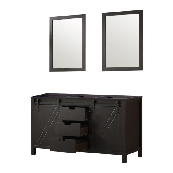 Marsyas 60W x 22D Brown Double Bath Vanity and 24Mirrors