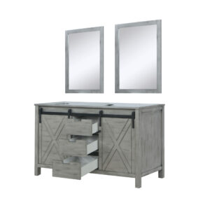 Marsyas 60W x 22D Ash Grey Double Bath Vanity and 24Mirrors