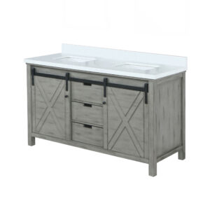 Marsyas 60W x 22D Ash Grey Double Bath Vanity and Cultured Marble Countertop