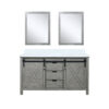 Marsyas 60W x 22D Ash Grey Double Bath Vanity, Cultured Marble Countertop and 24Mirrors