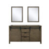 Marsyas 60W x 22D Rustic Brown Double Bath Vanity and 24Mirrors