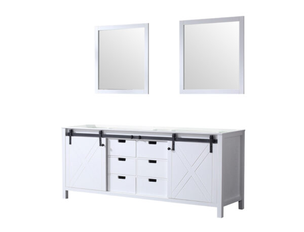 Marsyas 80W x 22D White Double Bath Vanity and 30Mirrors