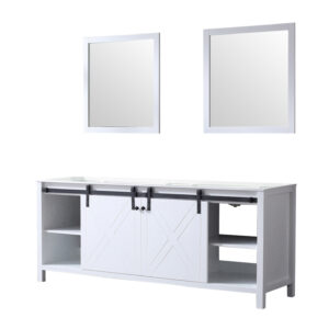 Marsyas 80W x 22D White Double Bath Vanity and 30Mirrors