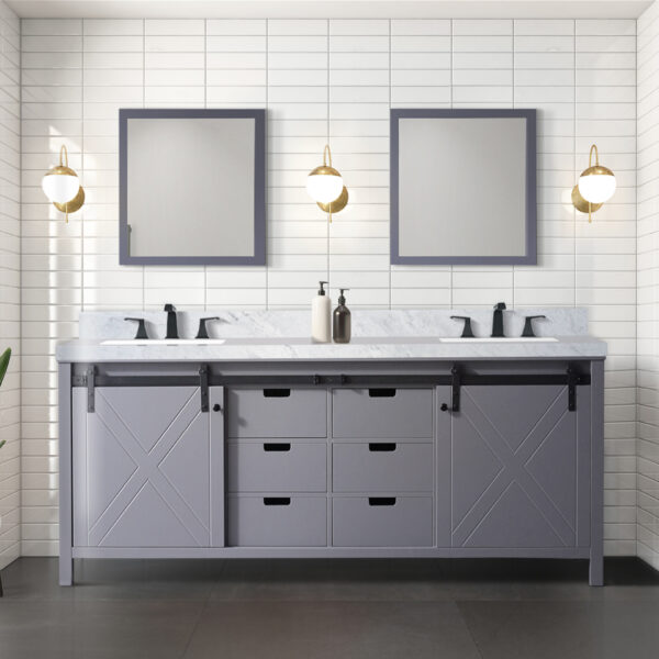 Marsyas 80W x 22D Dark Grey Double Bath Vanity and 30Mirrors