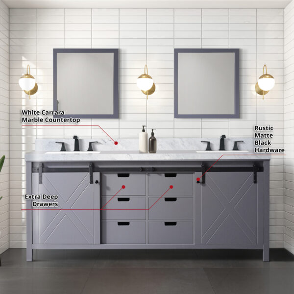 Marsyas 80W x 22D Dark Grey Double Bath Vanity and 30Mirrors