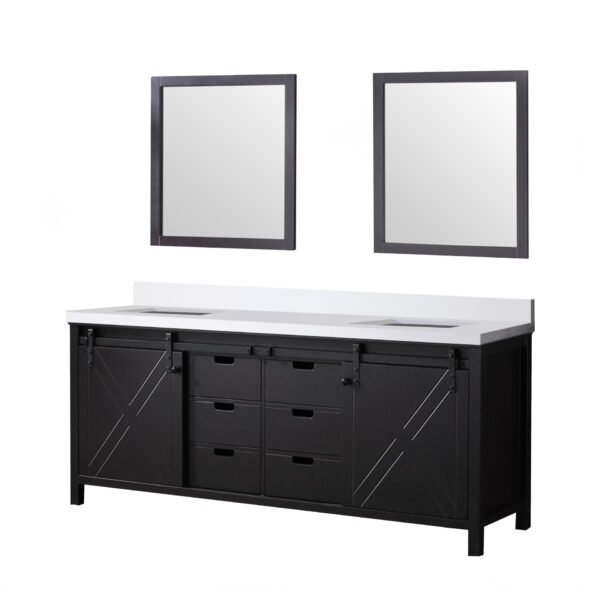 Marsyas 80W x 22D Brown Double Bath Vanity, Cultured Marble Countertop and 30Mirrors