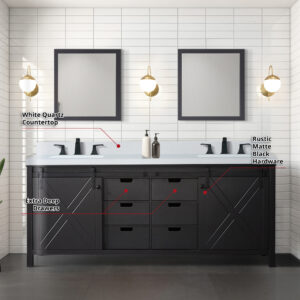 Marsyas 80W x 22D Brown Double Bath Vanity and 30Mirrors