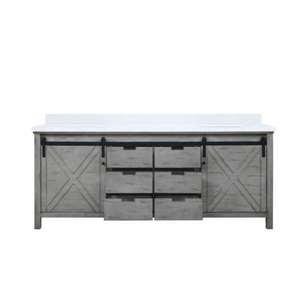 Marsyas 80W x 22D Ash Grey Double Bath Vanity and Cultured Marble Countertop