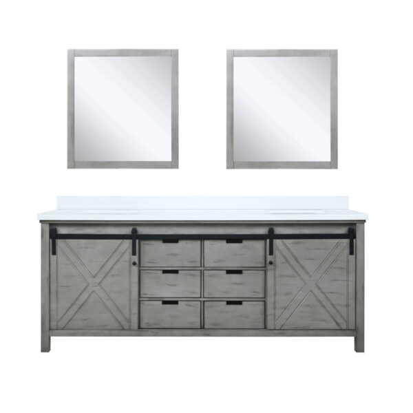 Marsyas 80W x 22D Ash Grey Double Bath Vanity, Cultured Marble Countertop and 30Mirrors