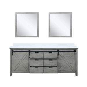 Marsyas 80W x 22D Ash Grey Double Bath Vanity, Cultured Marble Countertop and 30Mirrors