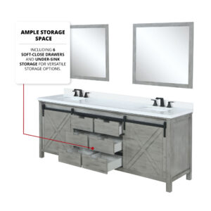 Marsyas 80W x 22D Ash Grey Double Bath Vanity and 30Mirrors