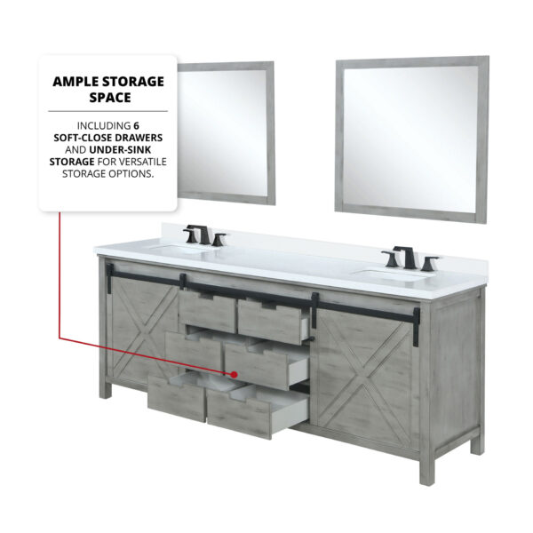 Marsyas 80W x 22D Ash Grey Double Bath Vanity and 30Mirrors