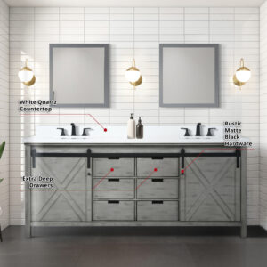 Marsyas 80W x 22D Ash Grey Double Bath Vanity and 30Mirrors