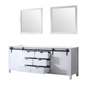 Marsyas 84W x 22D White Double Bath Vanity and 34Mirrors