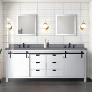 Marsyas 84W x 22D White Double Bath Vanity and 34Mirrors