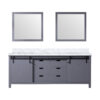 Marsyas 84W x 22D Dark Grey Double Bath Vanity, Carrara Marble Countertop and 34Mirrors