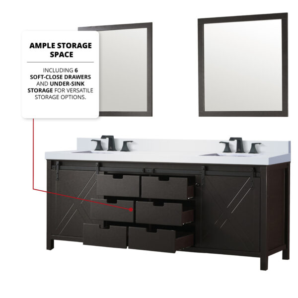 Marsyas 84W x 22D Brown Double Bath Vanity and 34Mirrors