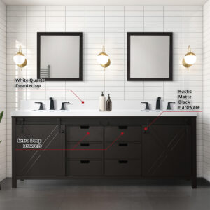 Marsyas 84W x 22D Brown Double Bath Vanity and 34Mirrors