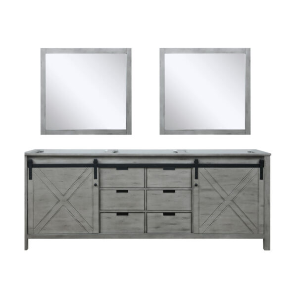 Marsyas 84W x 22D Ash Grey Double Bath Vanity and 34Mirrors