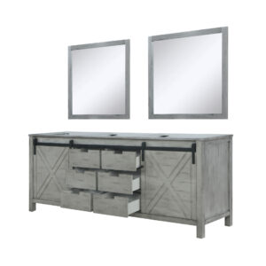 Marsyas 84W x 22D Ash Grey Double Bath Vanity and 34Mirrors