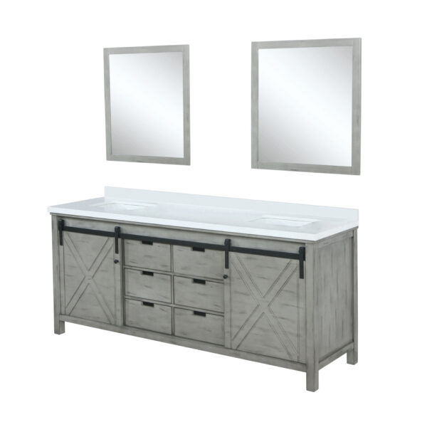 Marsyas 84W x 22D Ash Grey Double Bath Vanity, Cultured Marble Countertop and 34Mirrors