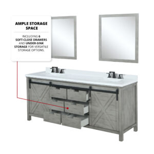 Marsyas 84W x 22D Ash Grey Double Bath Vanity and 34Mirrors